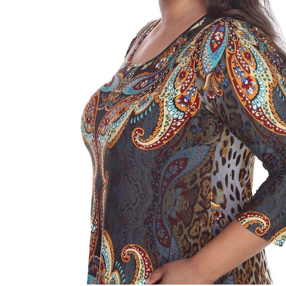 White Mark 3/4 Sleeve Handkerchief Hem Tunic Top (size 1x) - Picture 3 of 16